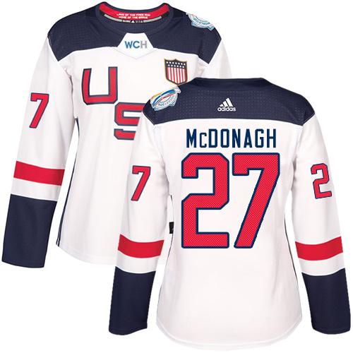 Team USA #27 Ryan McDonagh White 2016 World Cup Women's Stitched NHL Jersey